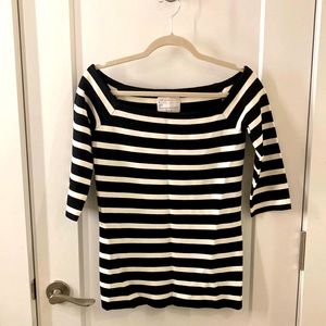 French Girl Style Rachel Roy Striped geometric Boatneck Top